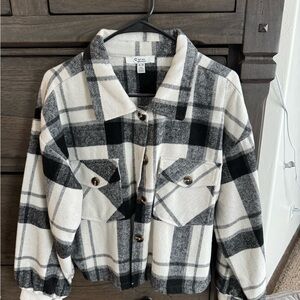Stylish Black and White Plaid Jacket
